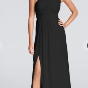 David's Bridal Black One-Shoulder Gown